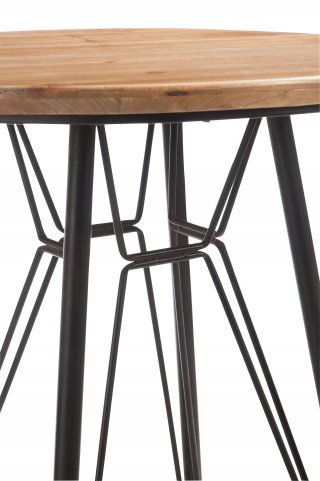 Table de bar bistro TROB en métal noir et bois naturel.